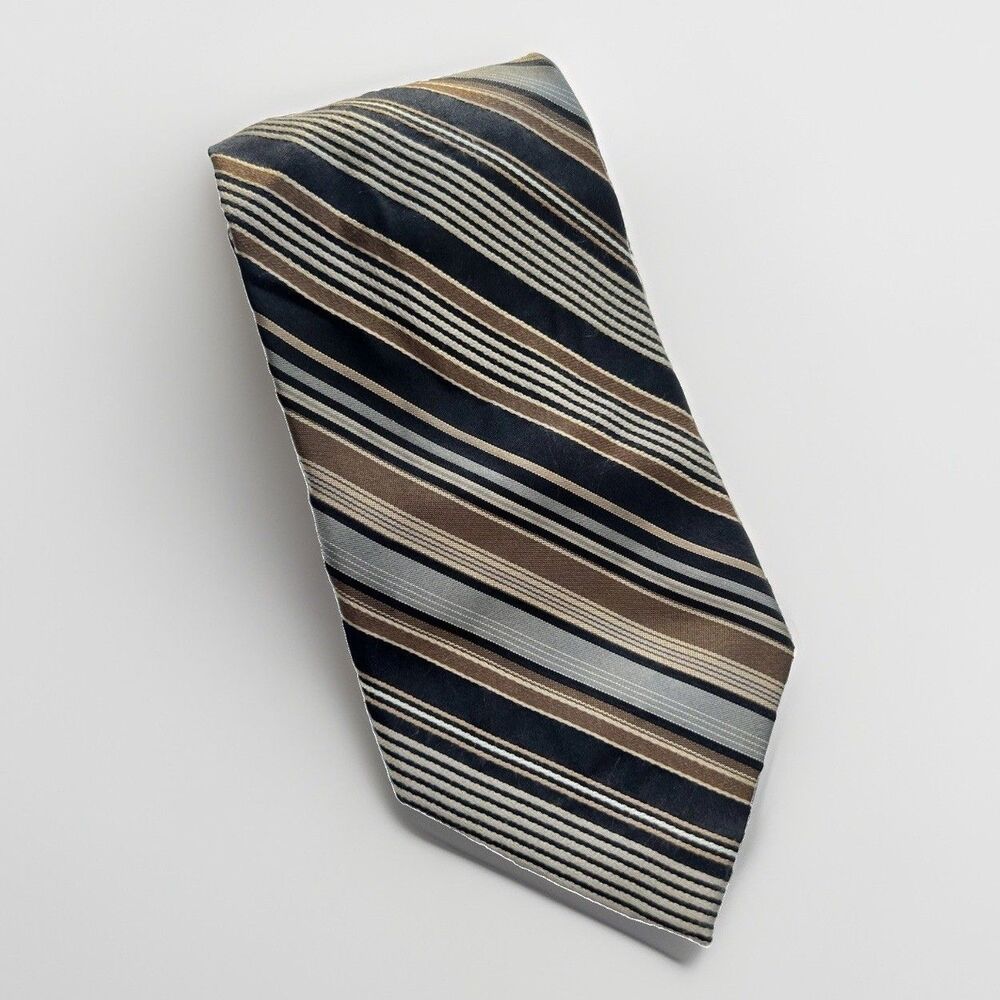 Calvin Klein Silk Men’s Tie Black and Brown Stripped Necktie